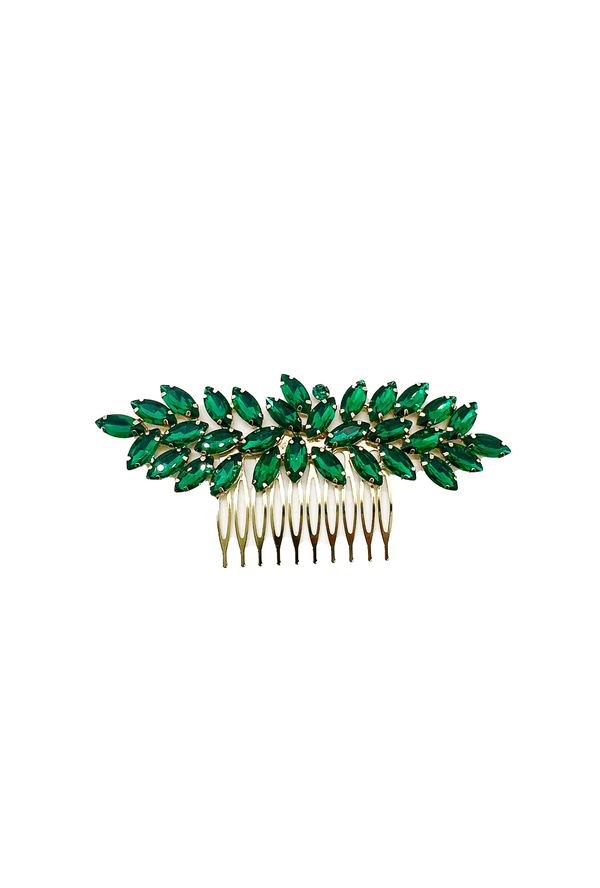 Rhinestone Comb - Emerald