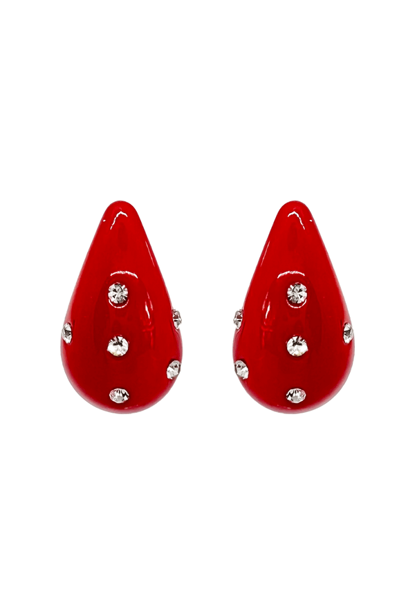 Rhinestone Tear Drop - Red