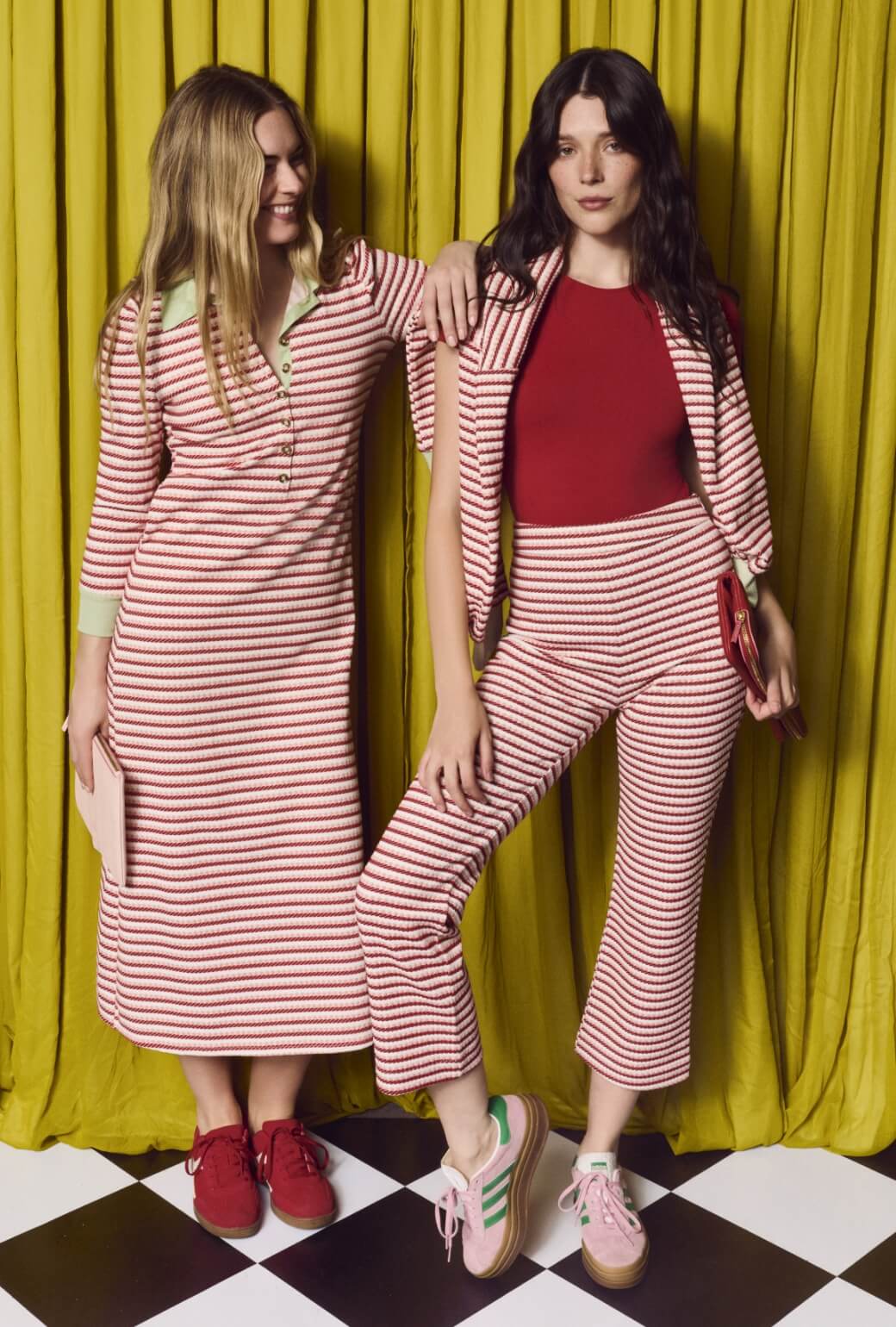 Rugby Dress Midi - Blush, Claret and Mint