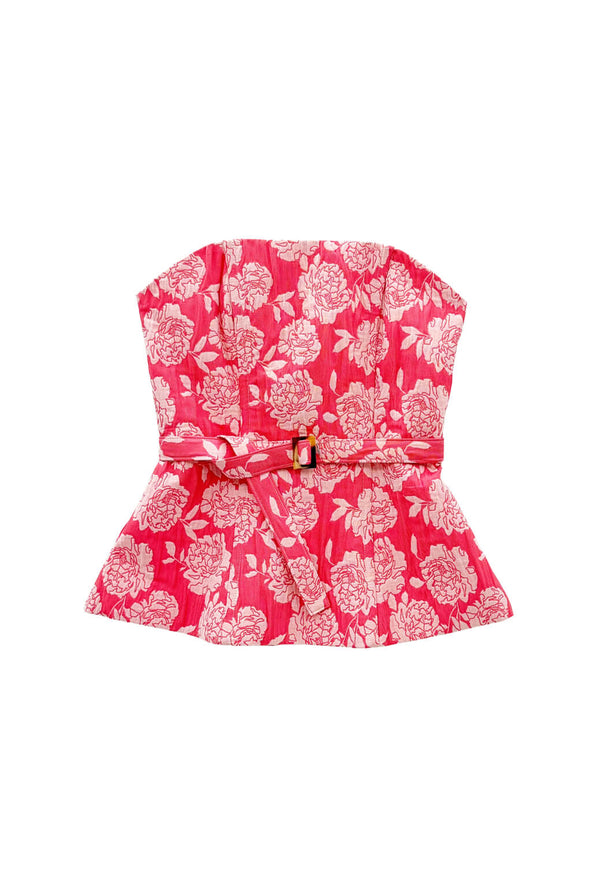 Run for the Roses Belted Bustier - Coral