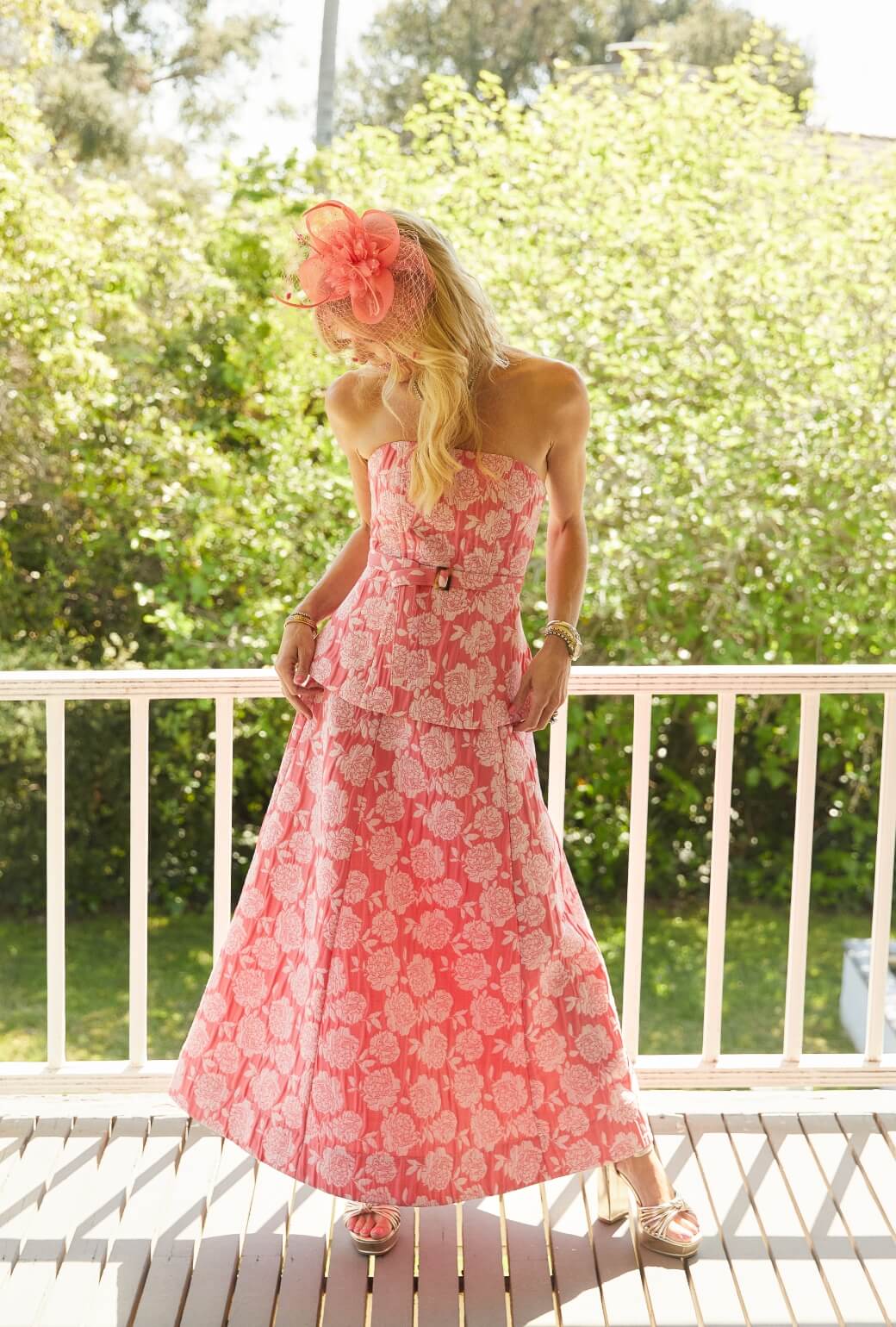 Run for the Roses Belted Bustier - Coral