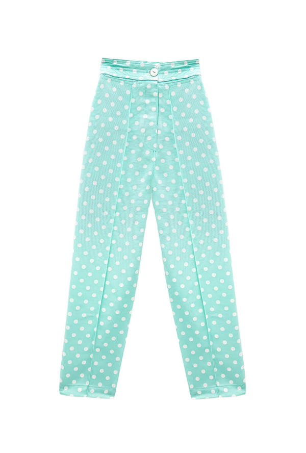Run for the Roses Cropped Cigar Pant - Aqua Dot