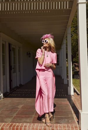 Run for the Roses Cropped Cigar Pant - Pink Damask