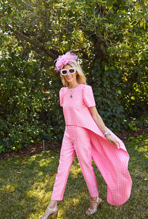 Run for the Roses Cropped Cigar Pant - Pink Damask