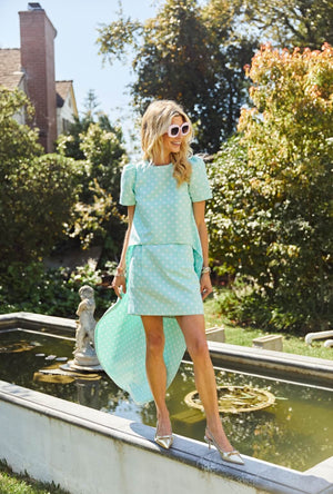 Run for the Roses Maggie Mini Skirt - Aqua Dot