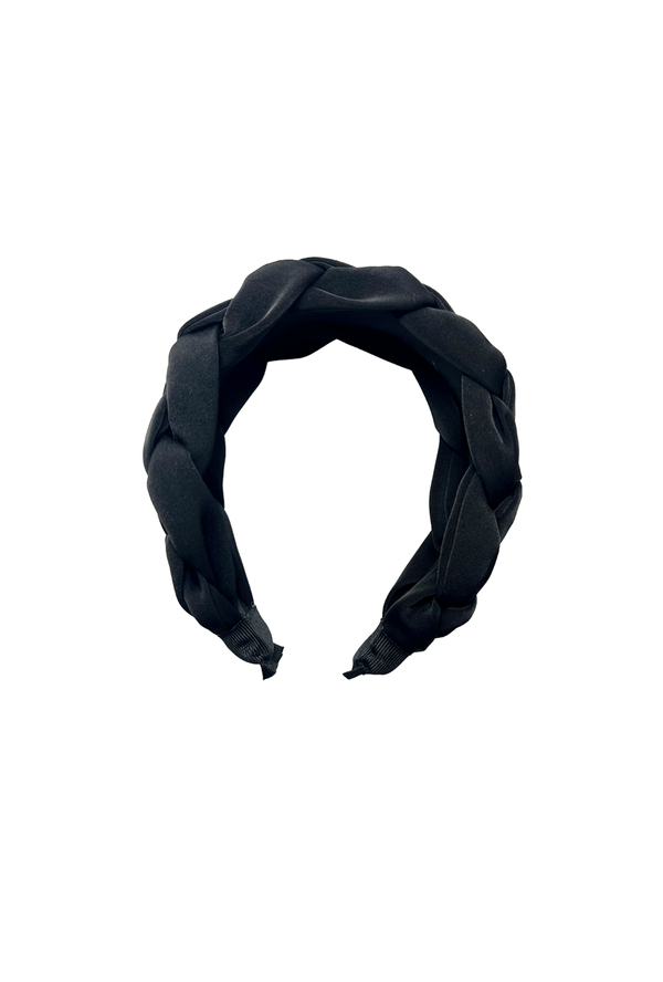 Satin Basket Weave Headband - Black