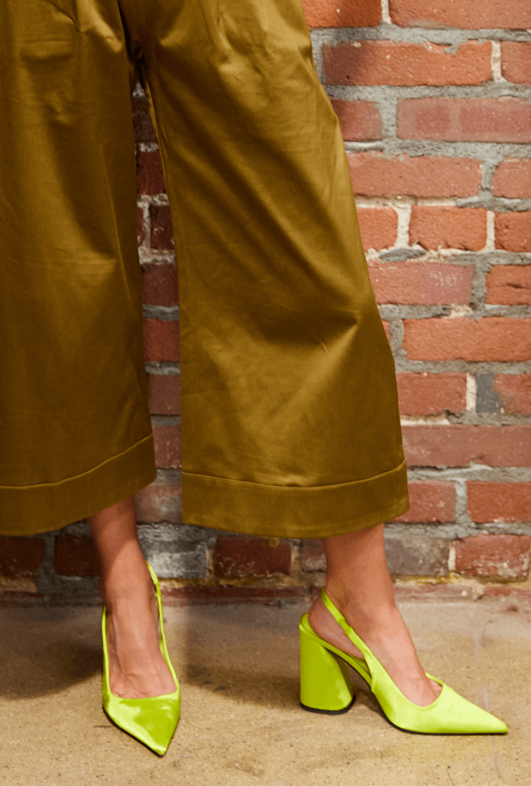 Satin Slingbacks - Chartreuse