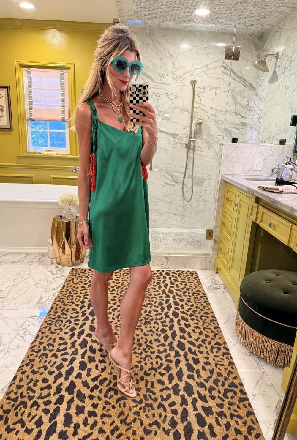 green dress with tassels Green Tiered Tassel Slim Fit Beaded Formal Dress