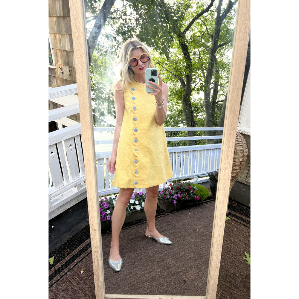 Scallop Shift Dress - Yellow, image