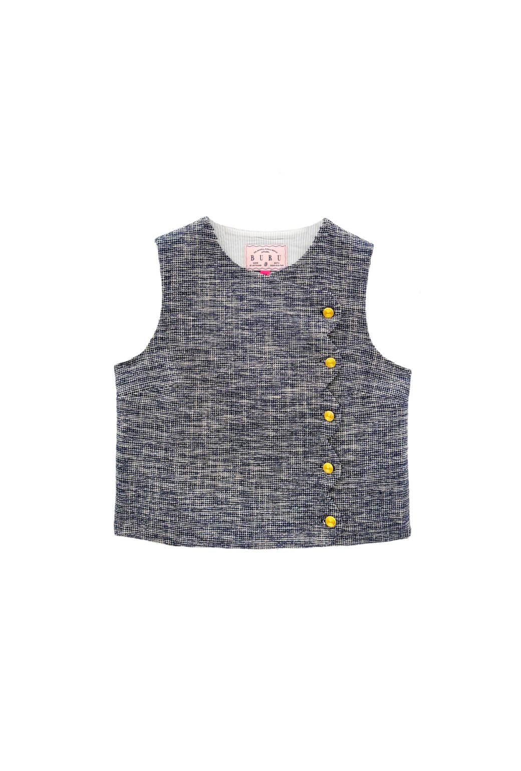 Scallop Top - Navy Tweed