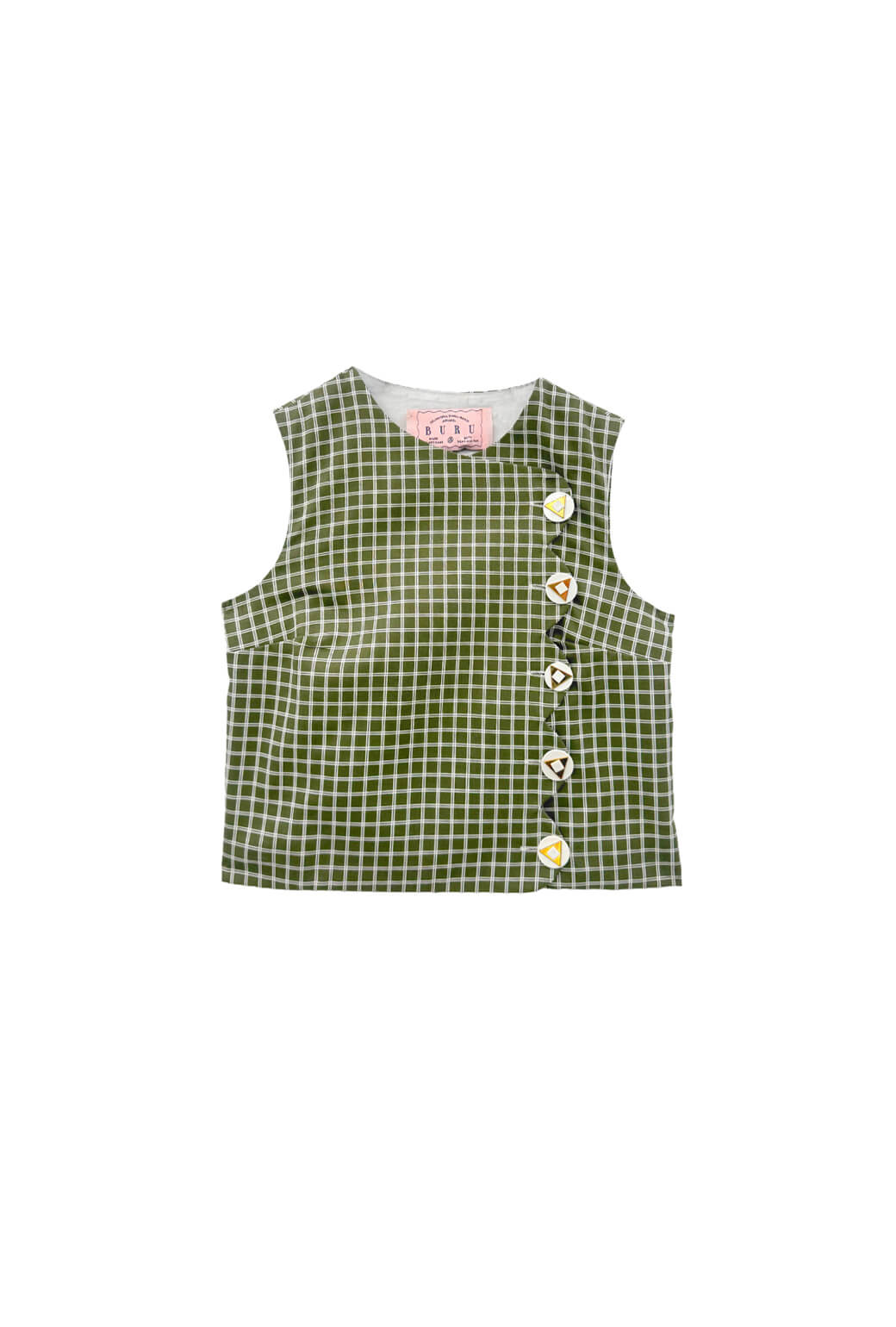 Scallop Top - Olive Windowpane