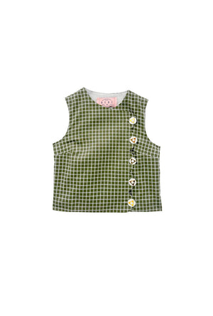 Scallop Top - Olive Windowpane