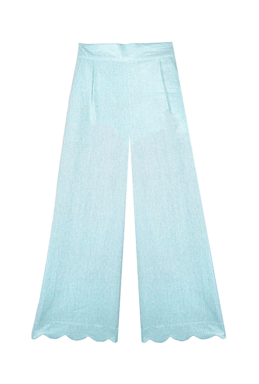 Buru x Old Soul Etiquette Scallop Trousers - Blue Shimmer Linen