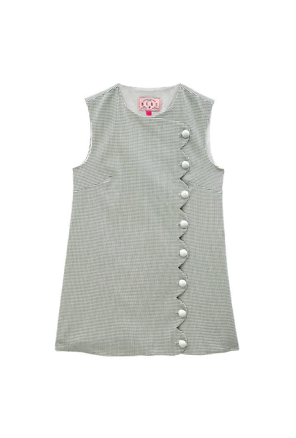 Buru x Old Soul Etiquette Scallop Tunic - Green Squares Twill