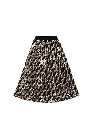 Sequin Party Skirt - Black & Gold