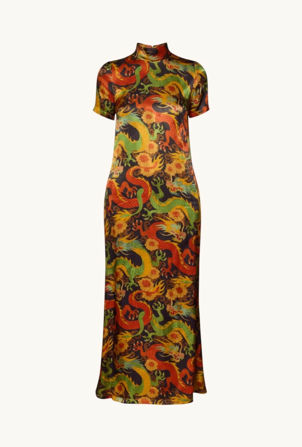 Short Sleeve Mod Dress - Imperial Dragon