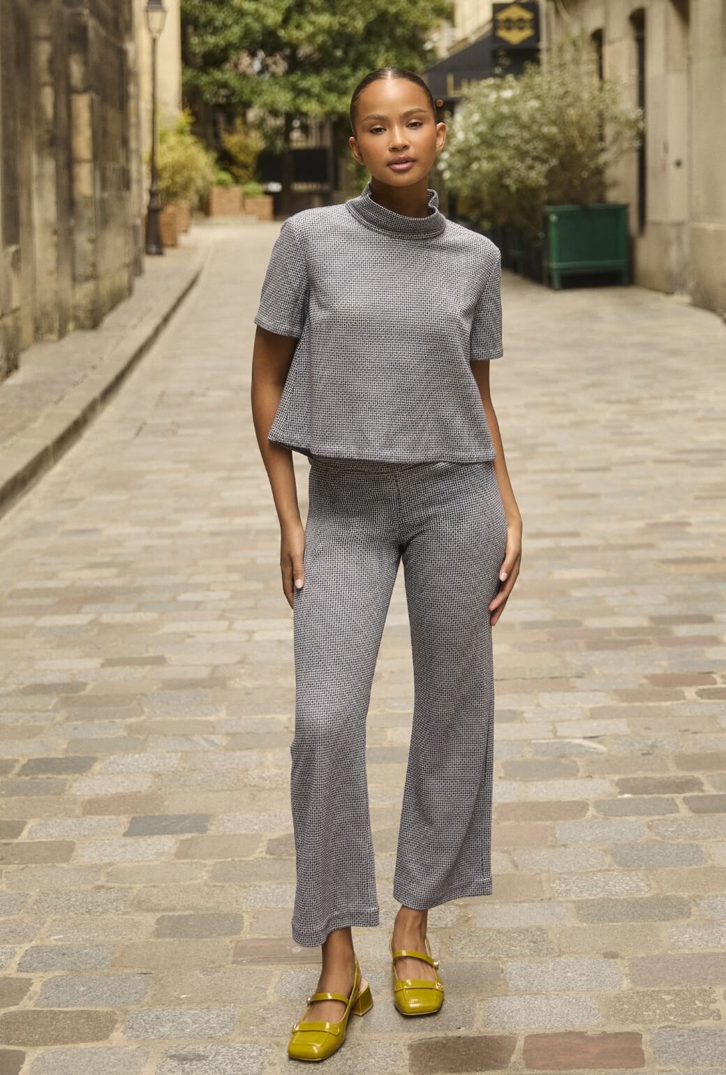 Short Sleeve Mod Top - Navy Knit