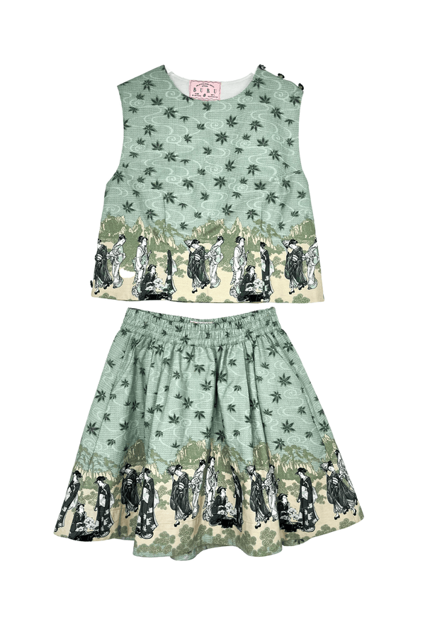 SAMPLE Side Button Box Top & Everyday Mini Skirt Set - Japanese Maple