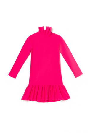 Side Zip Turtleneck Dress MINI Raspberry