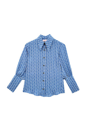 Skipper Blouse - Blue Lattice