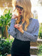 Skipper Blouse - Blue Lattice