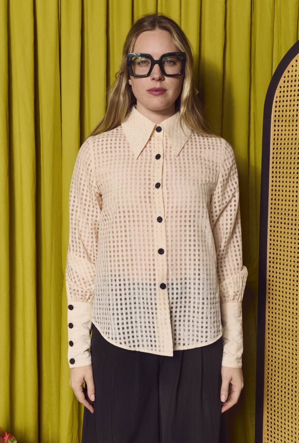 Skipper Blouse - Ivory Sheer Gingham