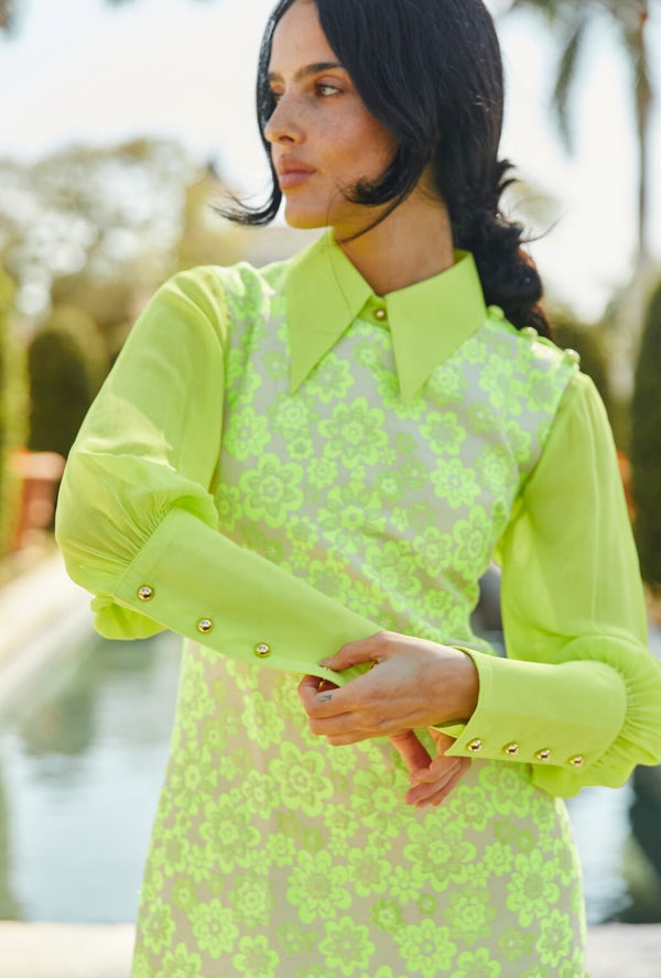 Jackie Dress Tea Length - Lemon Brightline BURU Jackie Dress Tea Length - Lemon Brightline BURU