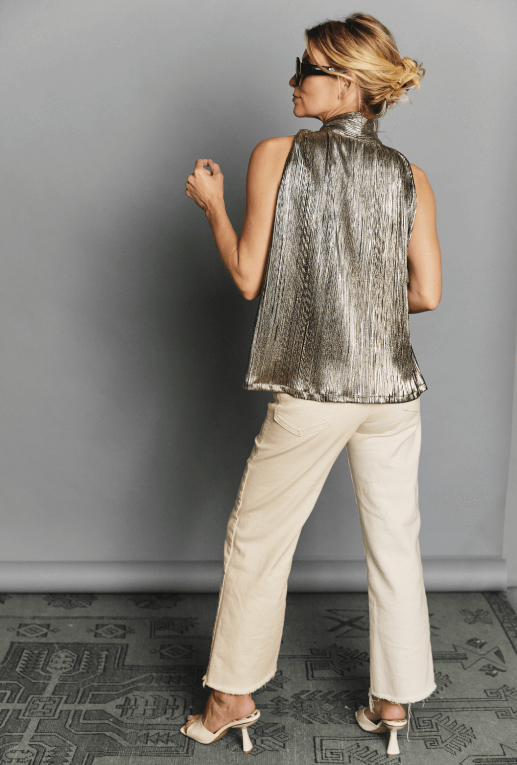 silver bow blouse