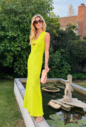 Sleeveless Deco Dress MAXI - Courtside Yellow Knit