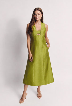 Sleeveless Deco Dress MIDI Taffeta