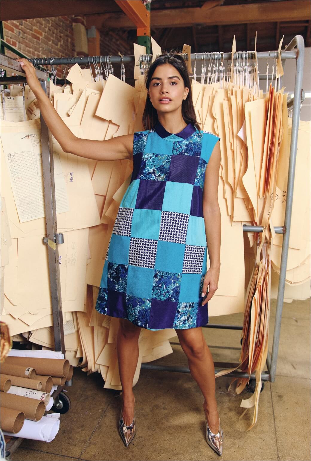 Sleeveless Mod Dress - BURU Le Bleu Patchwork