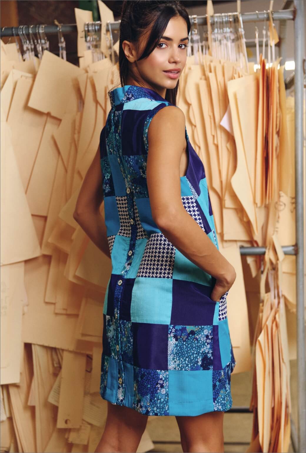 Sleeveless Mod Dress - BURU Le Bleu Patchwork
