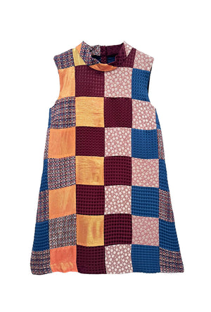 Sleeveless Mod Dress - Burgundy & Gold