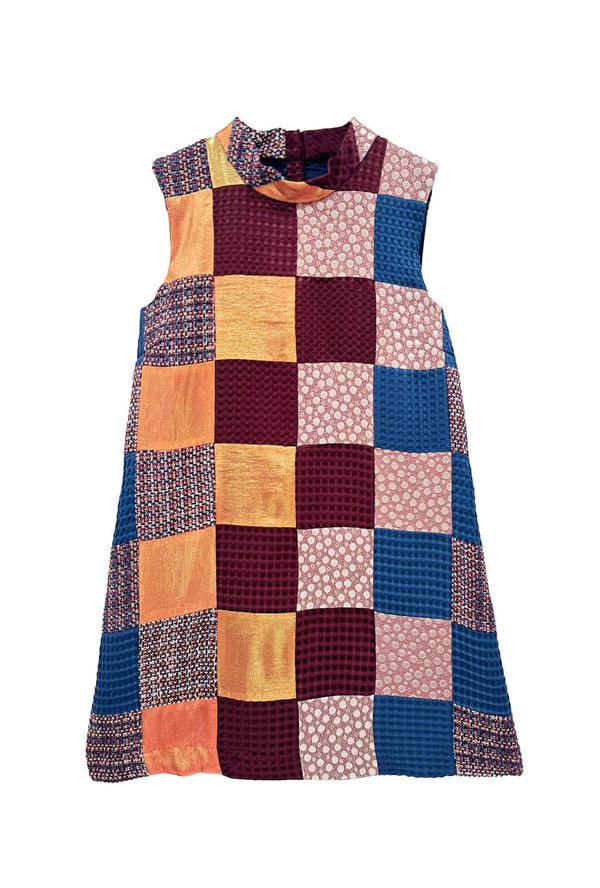 Sleeveless Mod Dress - Burgundy & Gold