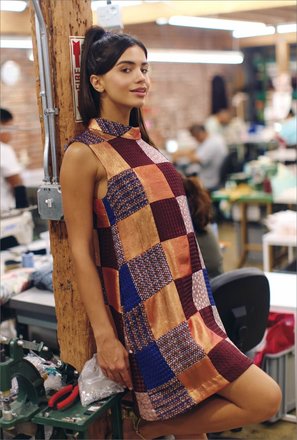 Sleeveless Mod Dress - Burgundy & Gold