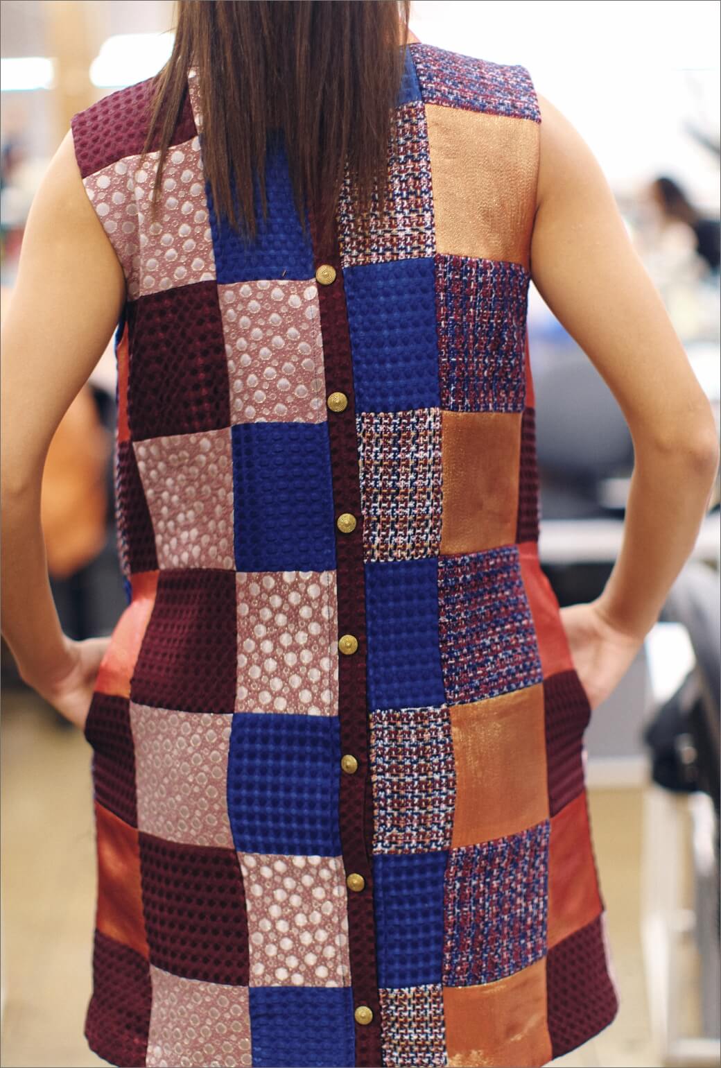Sleeveless Mod Dress - Burgundy & Gold