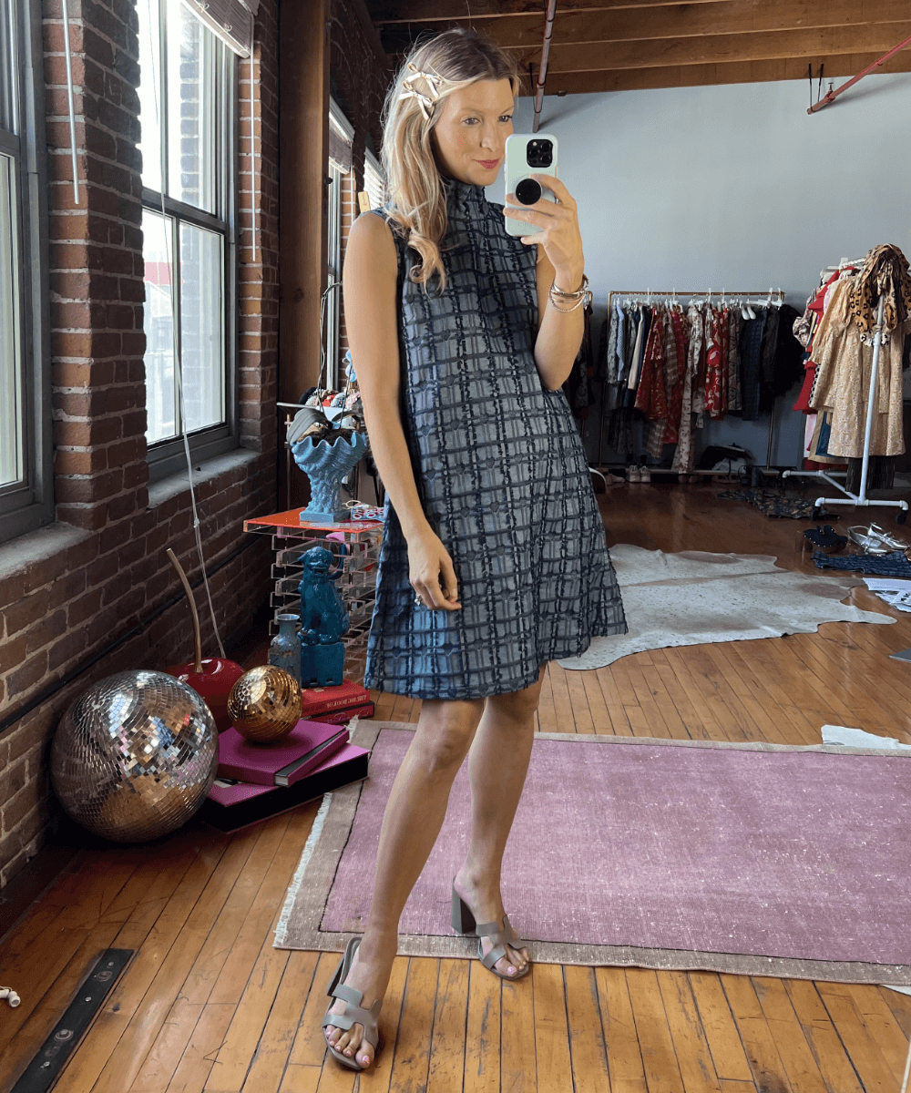 Sleeveless Mod Dress - Indigo Hearts, image