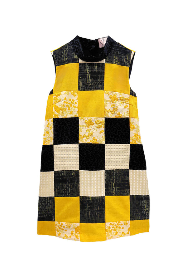 Sleeveless Mod Dress - Marigold & Black