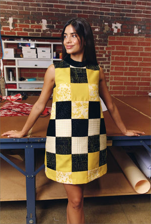 Sleeveless Mod Dress - Marigold & Black