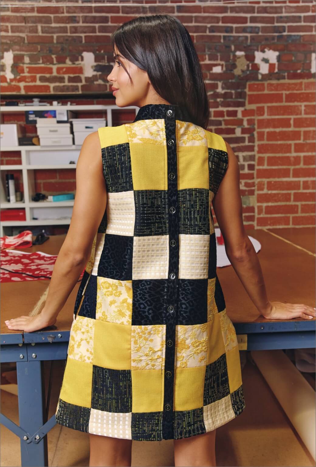 Sleeveless Mod Dress - Marigold & Black