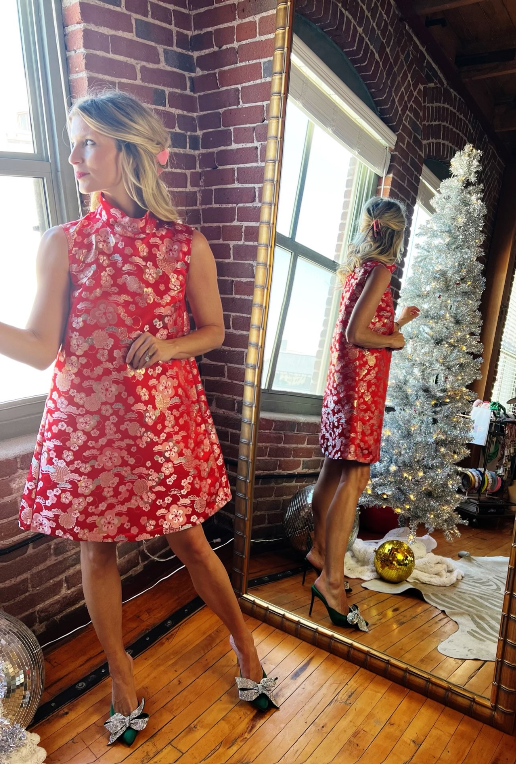 Sleeveless Mod Dress - Red Chinoiserie