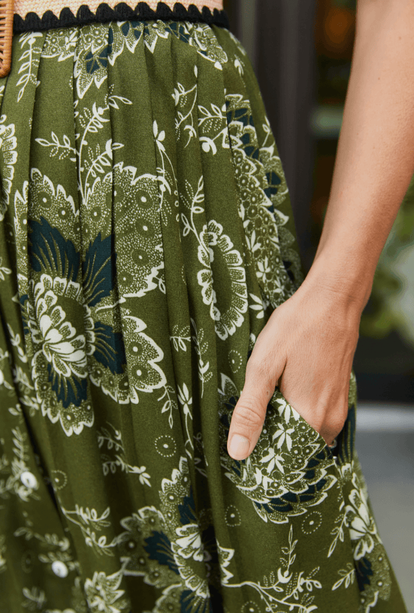 Sleeveless Shirtdress - Green Floral