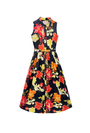 Sleeveless Shirtdress MIDI - Hibiscus