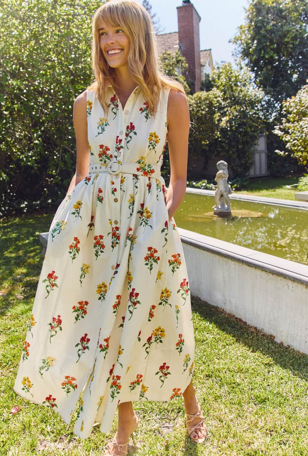 Sleeveless Shirtdress MIDI - Knockout Rose