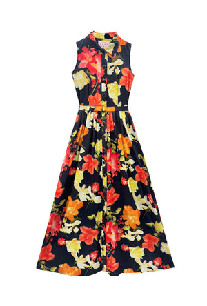 Sleeveless Shirtdress MAXI - Hibiscus