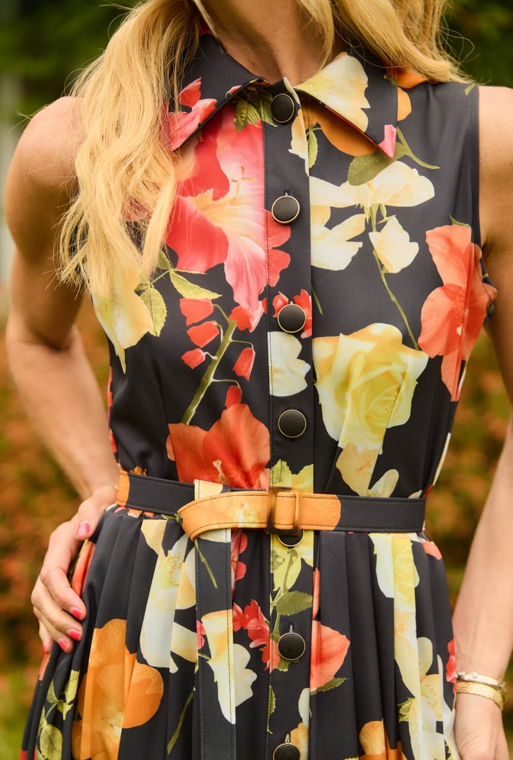 Sleeveless Shirtdress MAXI - Hibiscus