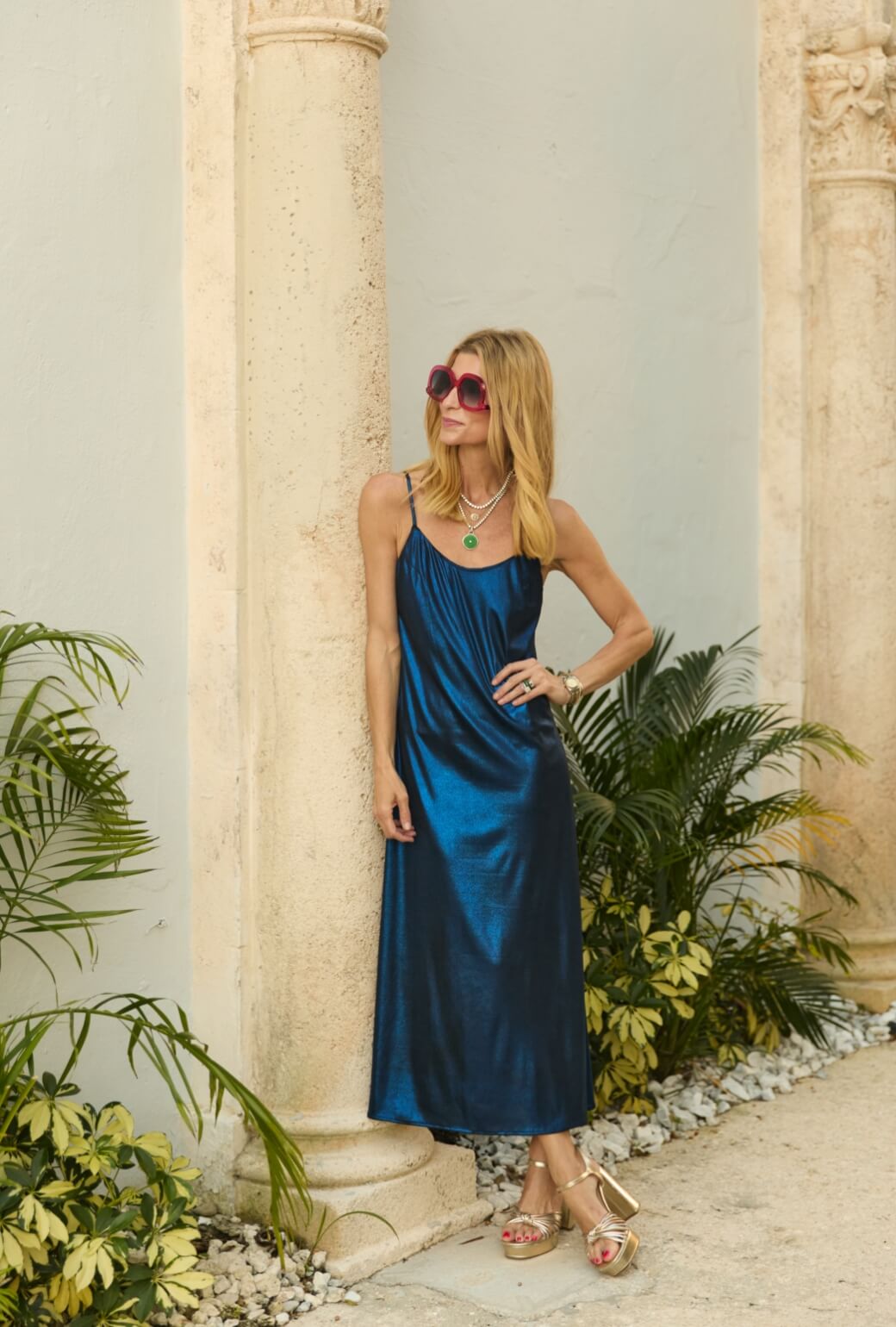Slip Dress - Cobalt Lurex