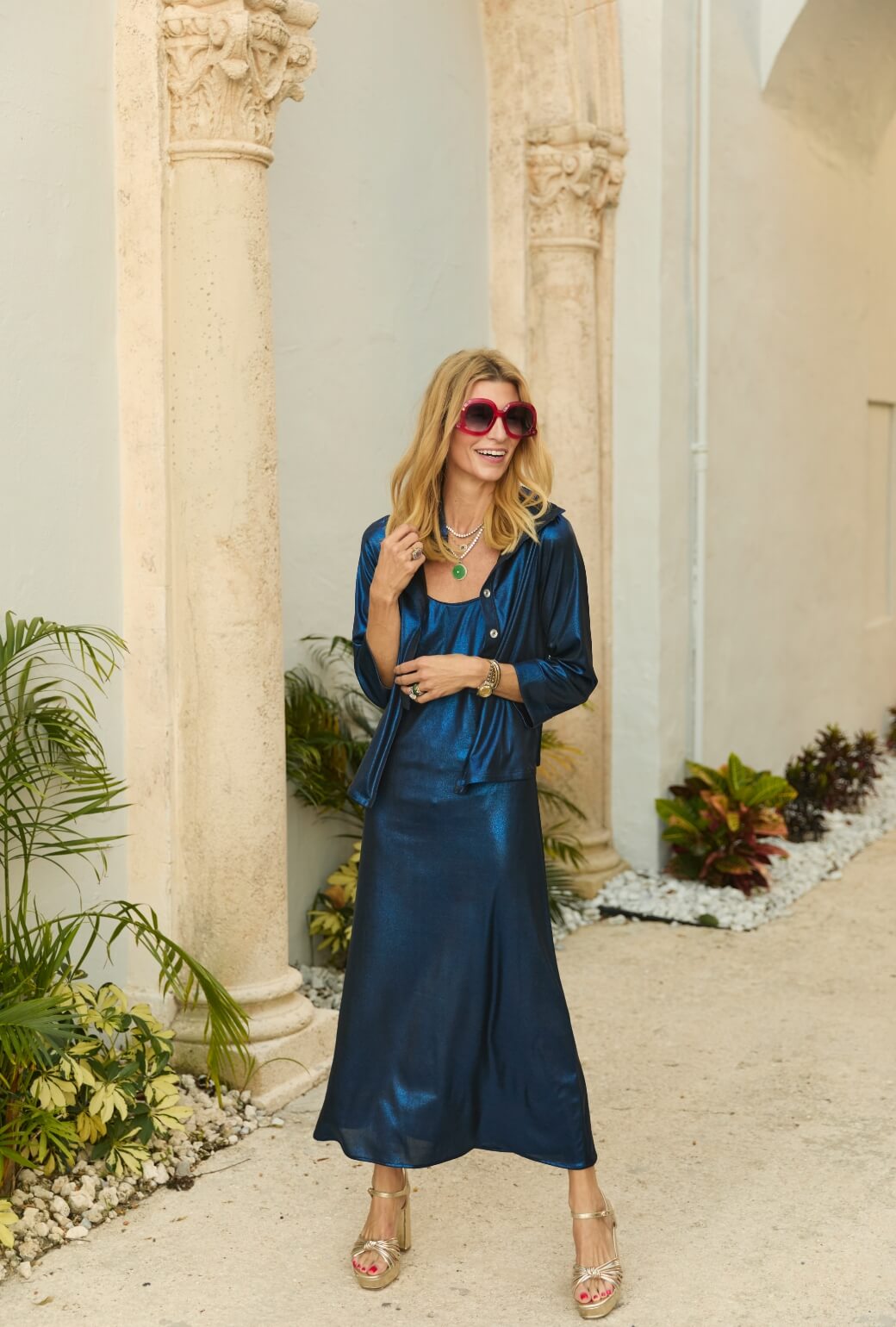 Slip Dress - Cobalt Lurex