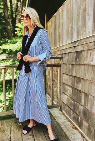 Smocked Waist MIDI Skirt Stripe