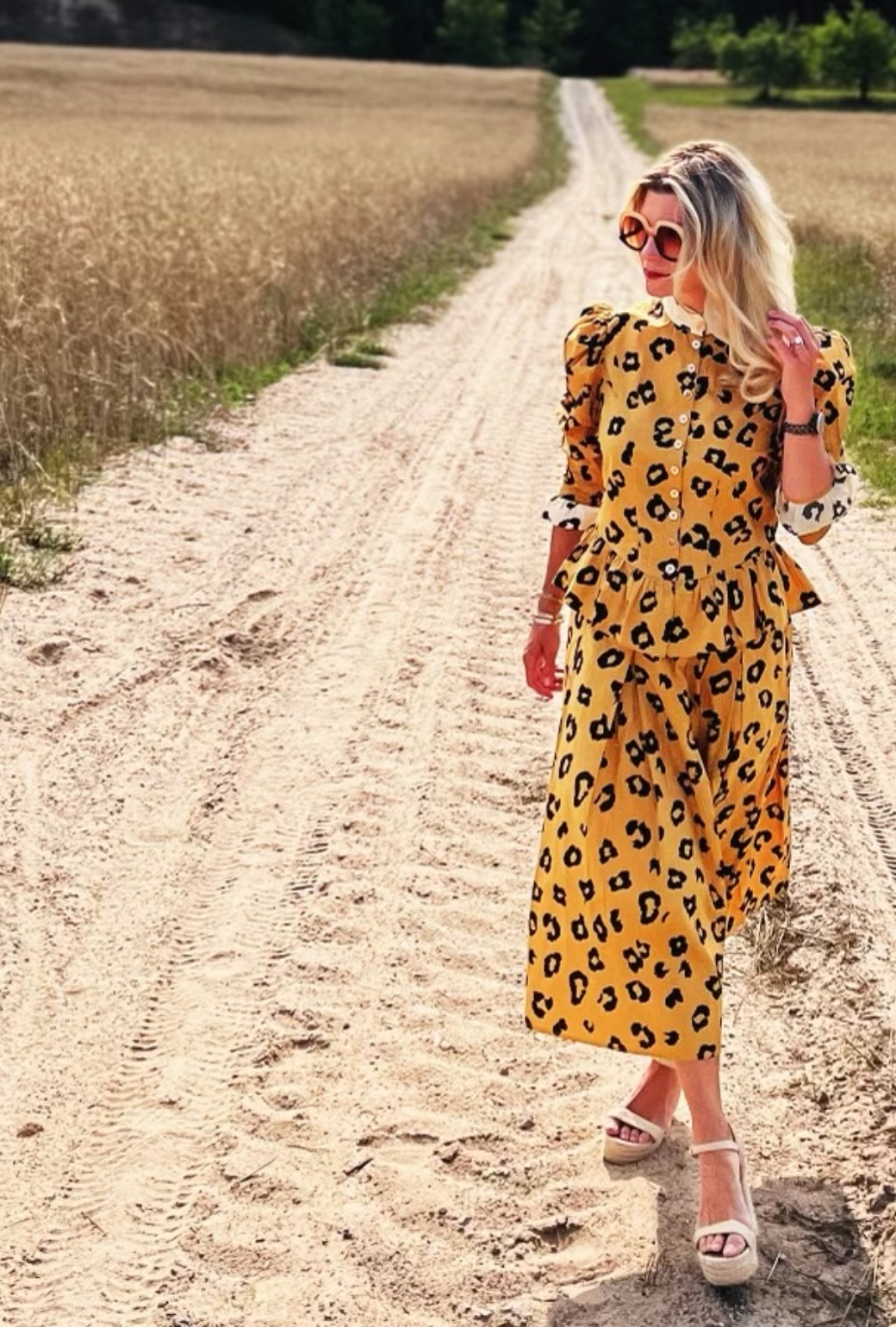 Smocked Waist MIDI Skirt Cheetah